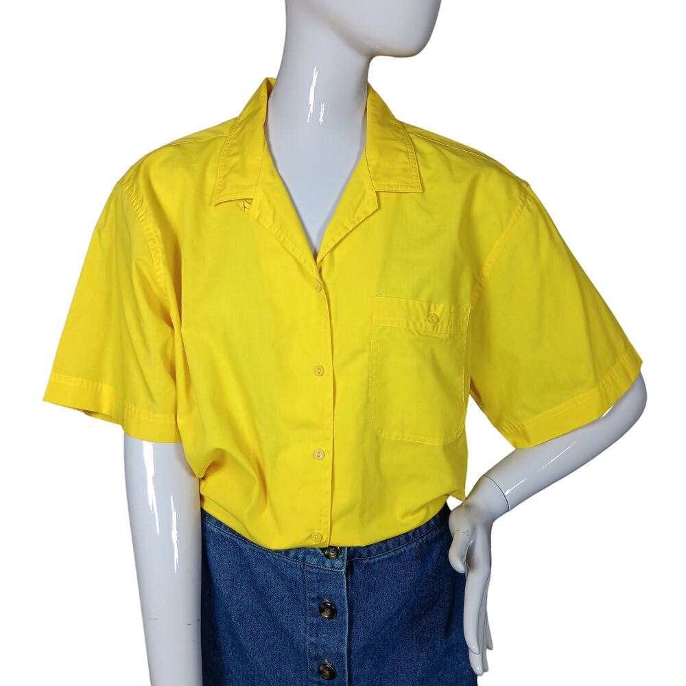 Vintage 80s Picket and Post Shirt Size 14 Yellow Short Sleeve Button Down